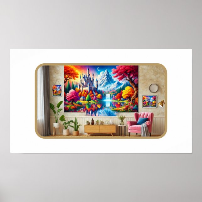 Póster Castillo majestuoso en un país de maravillas otoña (Frente)