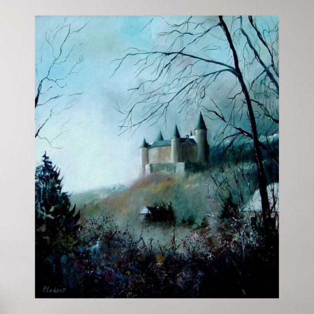 Póster castillo medieval de Veves Bélgica (Frente)