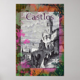 Póster Castillo medieval de Vintage