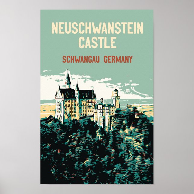 Póster Castillo Neuschwanstein en Schwangau, Alemania Pos (Frente)
