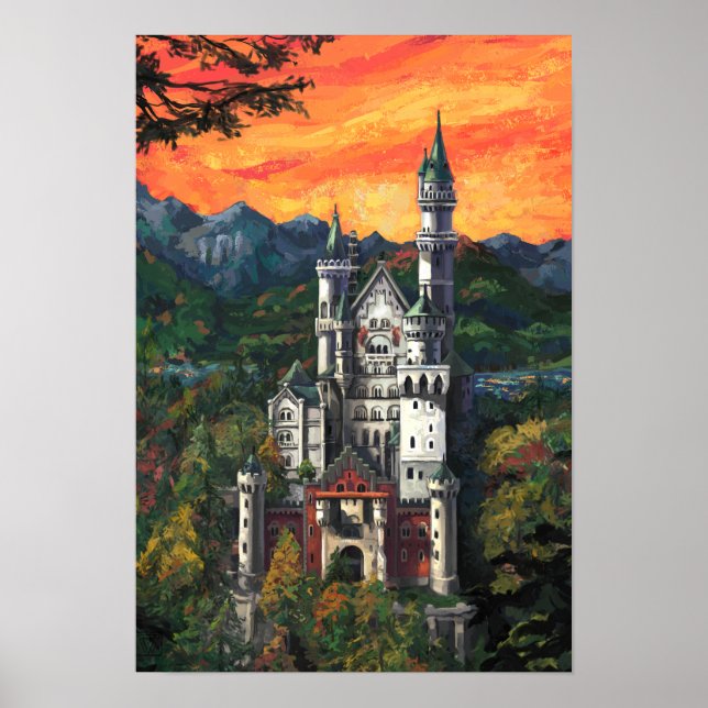 Póster Castillo Schloss Neuschwanstein (Frente)