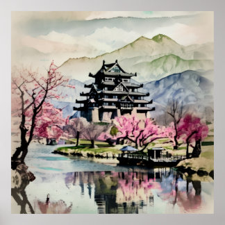Póster Castillo Sereno en el Lago (Primavera)