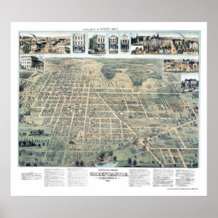 Póster Castillo verde, EN el mapa panorámico - 1886