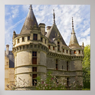 Póster castillo viejo de la fantasía medieval del viaje