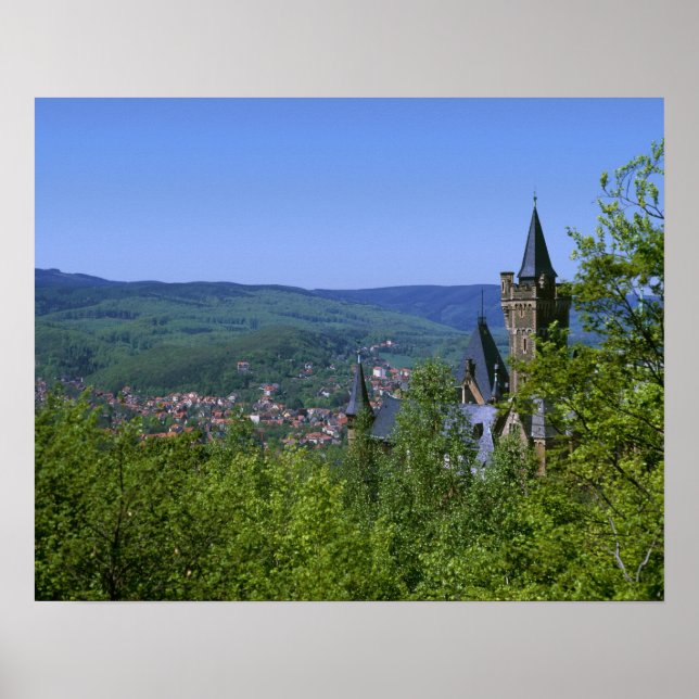 Póster Castillo, Wernigerode, Sajonia Anhalt, Alemania (Frente)
