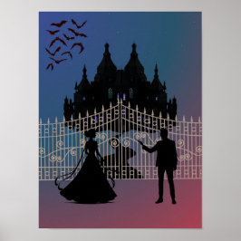 Póster Castillo y vestido de baile de fantasía romántica