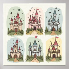Póster Castillos de cuento de hadas de hadas