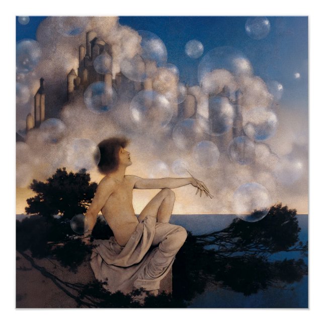 Póster Castillos en el Aire de Maxfield Parrish 1904 Fant (Anverso)