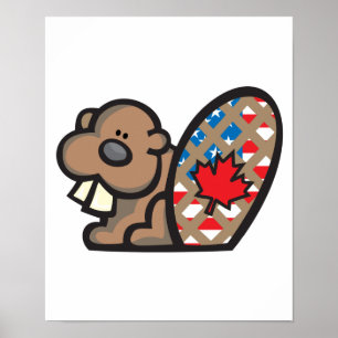 Póster castor canadiano lindo
