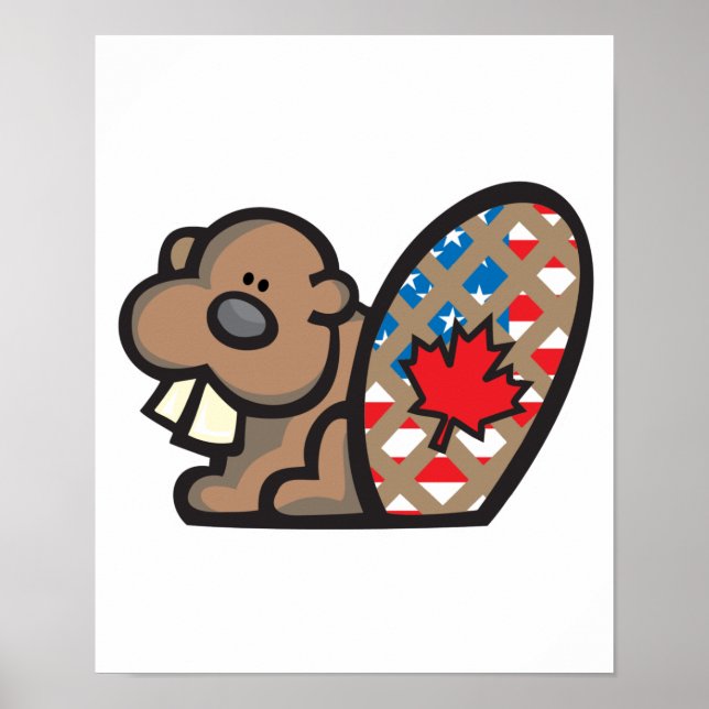 Póster castor canadiano lindo (Frente)
