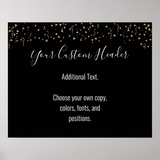 Póster Casual Black De Confetti De Oro Hágalo Festividad (Frente)