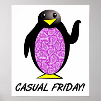 Póster Casual Friday Penguin Funny Poster