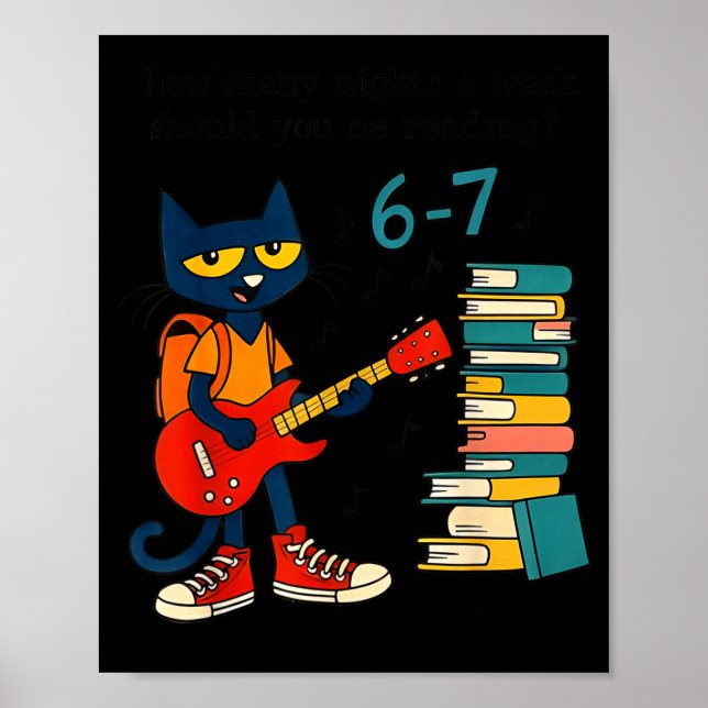 Póster Cat 67 How Many Nights A Week Should You Be Readin (Frente)