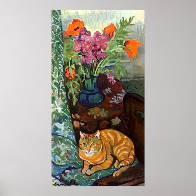 Póster Cat and Bouquet, Suzanne Valadon (Frente)