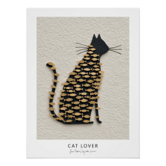 Póster Cat and Fish v11