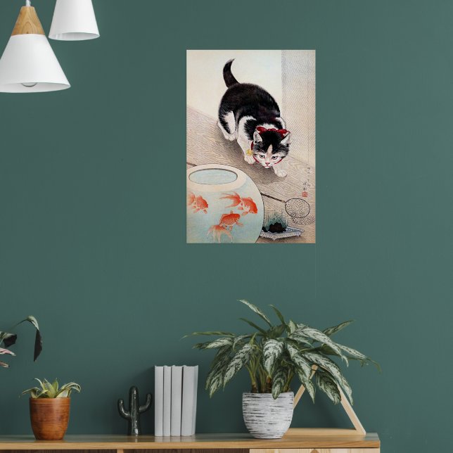 Póster Cat and Goldfish Bowl artwork,  (Salón 1)