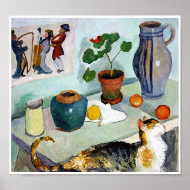 Póster Cat and Still Life, August Macke (Frente)