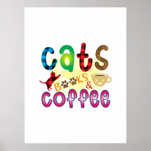 Póster Cat Art Cats Libros Café