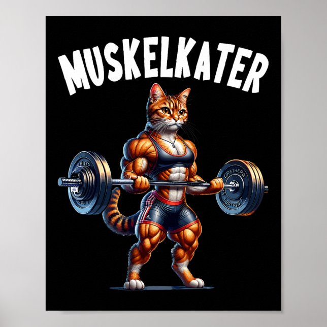 Póster Cat Barbell Design For Bodybuilders Bodybuilding  (Frente)