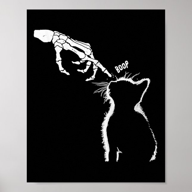 Póster Cat Black Lover Skeleton Hand Boop Funny Halloween (Frente)