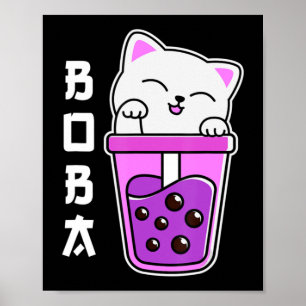Póster Cat Boba Anime Bubble Tea Neko Chicas Kawaii Chica