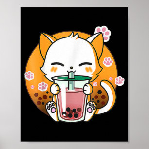 Póster Cat Boba Tea Bubble Tea Anime Kawaii Neko Gifts Gi