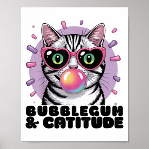 Póster Cat Bubblegum Funny Pop Sungles Heart Eyes