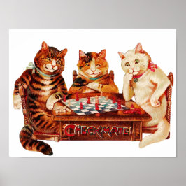 Póster Cat Chess Checkmate Louis Wain