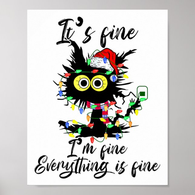 Póster Cat Christmas It's Fine I'm Fine Everything Is Fin (Frente)
