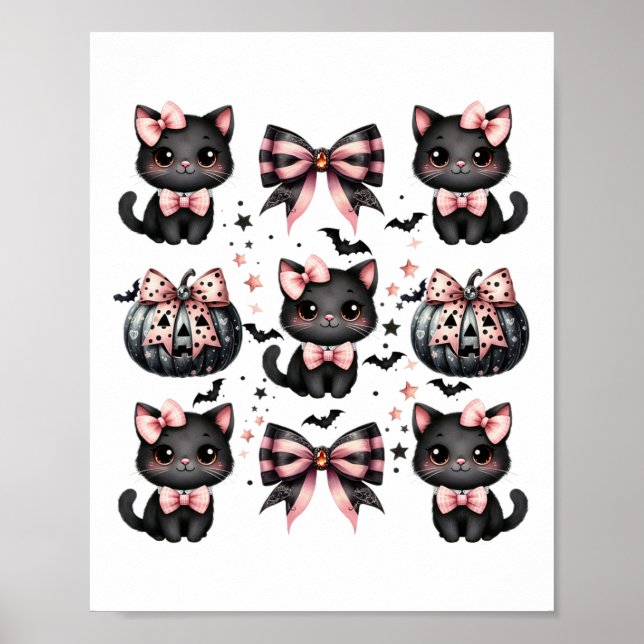 Póster Cat Coquette Halloween dobla Black Pink Halloween  (Frente)
