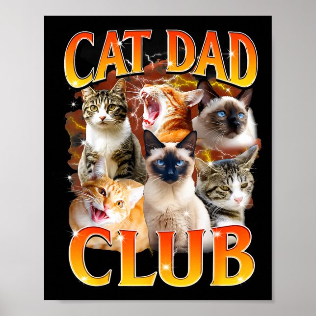 Póster Cat Dad Club Funny Life Is Better With Cats Father (Frente)