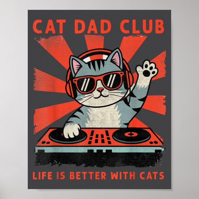 Póster Cat Dad Club, Life Is Better With Cats, Cat Dad Fu (Frente)