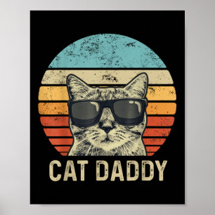 Póster Cat Daddy Retro Cat Sungles regalo de papá de gato
