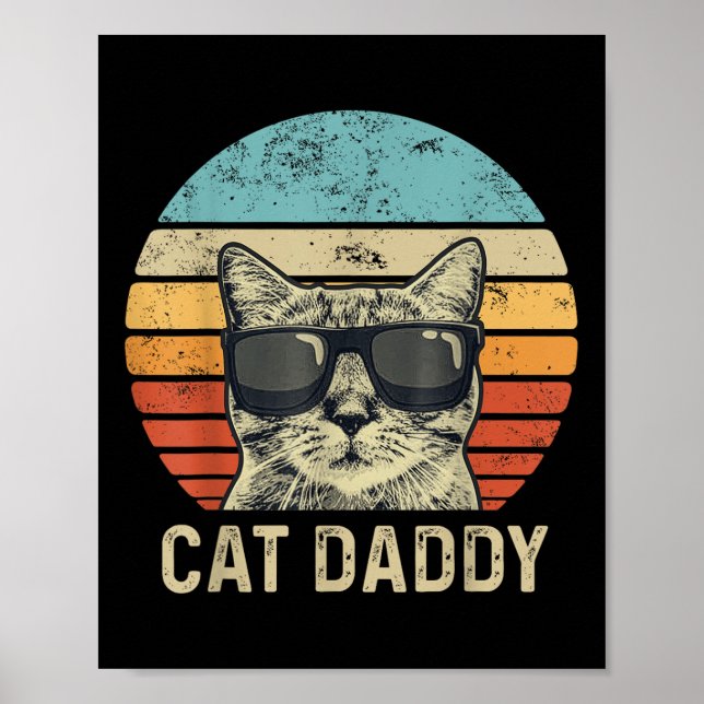 Póster Cat Daddy Retro Cat Sungles regalo de papá de gato (Frente)