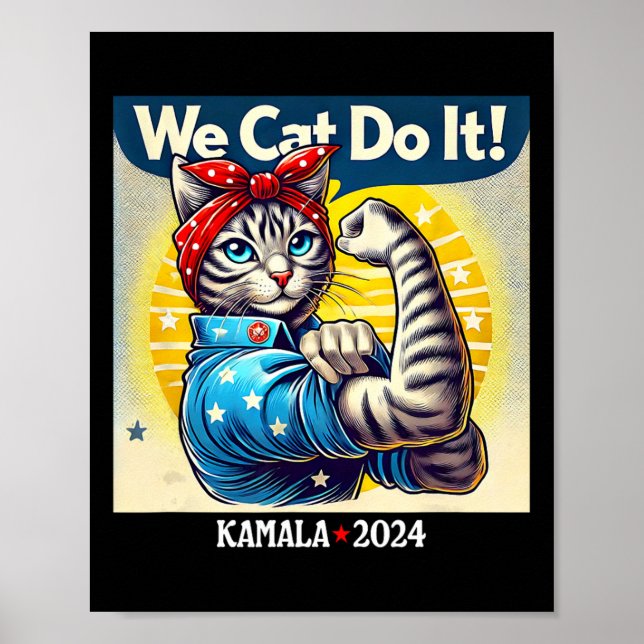 Póster Cat Do It Kamala Harris Supporter Childless Cat La (Frente)