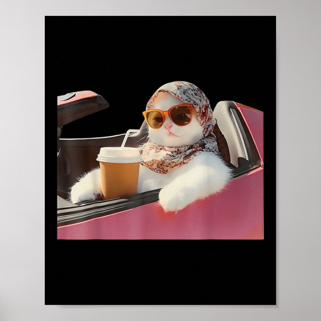 Póster Cat Driving Meme Rage Is Consuming Me Silly Humor  (Frente)