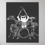 Póster Cat Drummer Playing Drums<br><div class="desc">Punk Rockstar Kitten Kitty Cat Drummer Playing Drums Graphic design Gift Poster Classic Collection.</div>