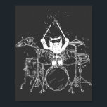 Póster Cat Drummer Playing Drums<br><div class="desc">Punk Rockstar Kitten Kitty Cat Drummer Playing Drums Graphic design Gift Poster Classic Collection.</div>