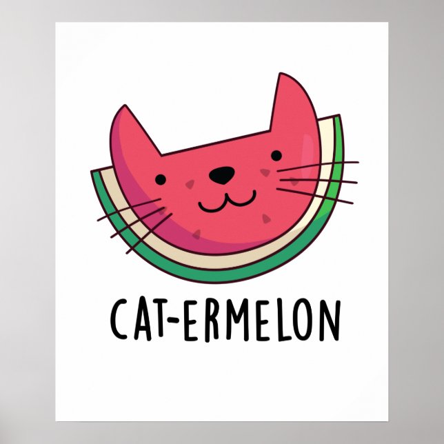 Póster Cat-ermelon Funny Cat Watermelon Pun (Frente)