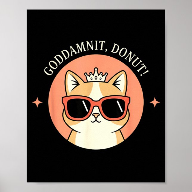 Póster Cat - Godit, Donut! Sy Retro Cat Lover Design  (Frente)