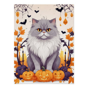 Póster Cat Halloween Cute Adorable Gracioso Personalizado