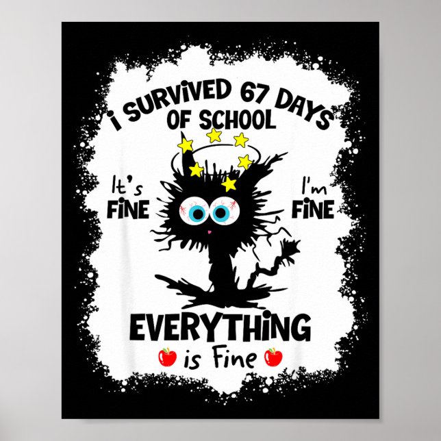 Póster Cat I Survived 67 Days Of School Teachers Students (Frente)