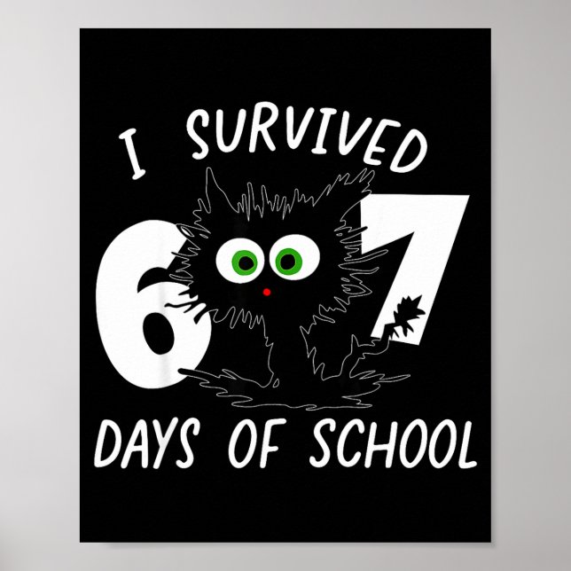 Póster Cat I Survived 67 Days Of School Teachers Students (Frente)