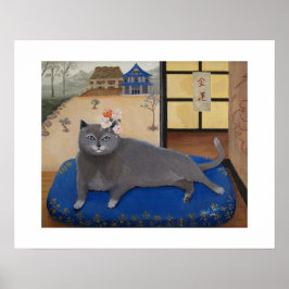 Póster Cat in Japan Painting Art Print