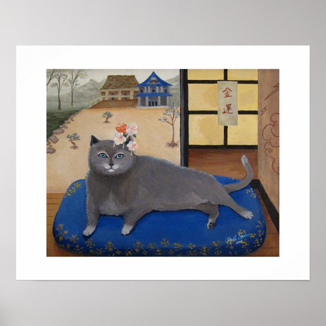 Póster Cat in Japan Painting Art Print (Frente)