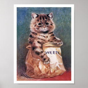 Póster Cat in Paper Bag, Louis Wain
