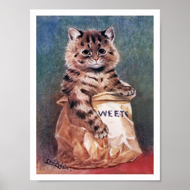 Póster Cat in Paper Bag, Louis Wain (Frente)