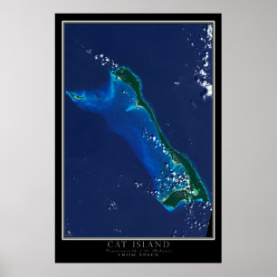 Póster Cat Island Bahamas desde el mapa de satélites espa
