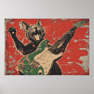 PÓSTER CAT JUGANDO POSTER DE GUITARRA