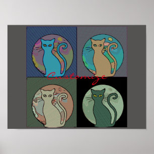 Póster Cat Lady Multi Cats Sitting Thunder_Cove